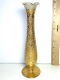 Beautiful Bud Vase w/22k Gold Etching - Original Label on Base