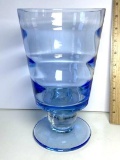 Large Blue Glass Pedestal Vase