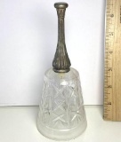 Pretty Vintage Pressed Glass Bell with Silver Plated Handle