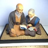 Hakata Urasaki Large Japanese Figurine on Grass Base Made in Japan