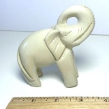 Adorable Trunk Up Carved Stone Elephant Figurine