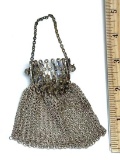 Antique Metal Mesh Coin Beggars Purse with Gate Top