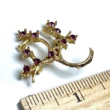 Pretty Gold Tone Pin with Purple Stones