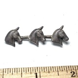 Antique Sterling Silver 3 Horse Head Pin