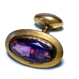 Vintage 14K Gold Cufflink with Purple Stone