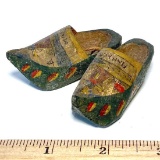 Pair of Vintage Souvenir Carved Wooden Shoe Ornaments