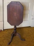 Antique Wooden Side Table with Inlaid Tilt Top