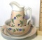 Early 3 pc Italian Porcelain Pitcher & Bowl Set Number on Bottom