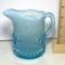 EAPG Opalescent Blue Creamer with Embossed Wreathed Cherries