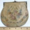 Antique Small Tapestry Purse with Enamel Floral Embellishments