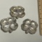 Set of 3 Vintage Sterling Silver Clover Shaped Salt Cellars From Lenox Silver Co. NYC