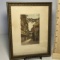 Vintage Signed Etching “Strasbourg Hotel Du Corbeau” in Frame