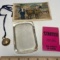 Lot of Vintage Items - Old Revco Emery Boards (Never Used), Magnifier, Bell & Postcard