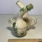 Vintage Pottery Oil & Vinegar Cruet Set