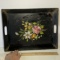 Vintage Metal Tole Painted Floral Double Handled Tray