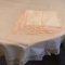 Beautiful Round Table Cloth with Lace Edge & Matching Napkins
