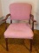 Antique Wooden Side Chair with Upholstered Seat & Back