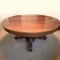 Large Round Antique Dining Table with 4 Leafs on Casters