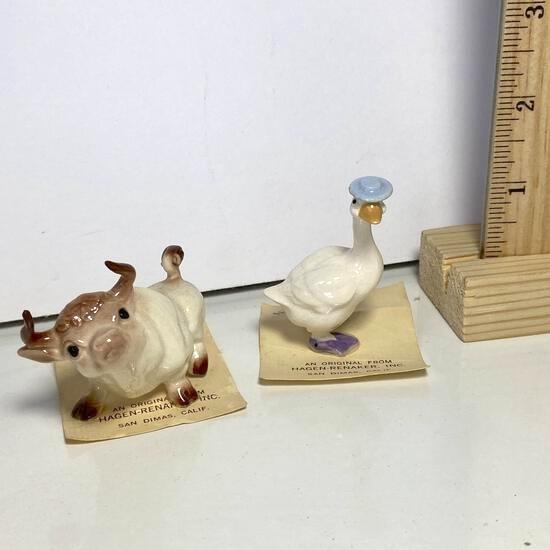 Pair of Hagen-Renaker Porcelain Miniatures - Bull & Goose