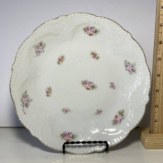 Pretty Floral Porcelain Plate Made in Austria with Gilt Edge