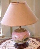 Vintage Floral Glass Lamp with Shade