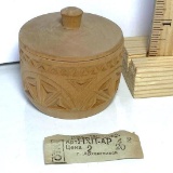 Small Vintage Wooden Hand Carved Trinket Box with Lid