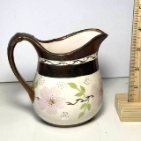 Nice Italian Floral Creamer with Copper Tone Edge Numbered on Bottom