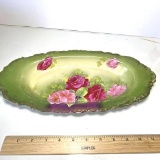 Vintage Impressive P.T. Germany Porcelain Floral Oblong Bowl