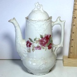 Pretty Vintage Porcelain Floral Teapot with Lid