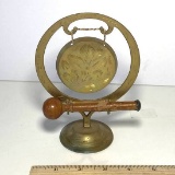Vintage Brass Gong with Wooden Mallet