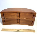 Unique Vintage Wooden Curved Jewelry Box with 4 Drawers