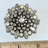 Pretty Vintage Flower Rhinestone Brooch