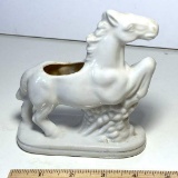 Adorable Vintage White Porcelain Horse Planter