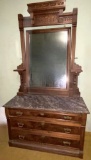 Impressive Eastlake 3 Drawer Dresser with Mirror and Granite Top