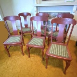 Set of 6 Antique Tiger Oak Dining Chairs