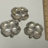 Set of 3 Vintage Sterling Silver Clover Shaped Salt Cellars From Lenox Silver Co. NYC