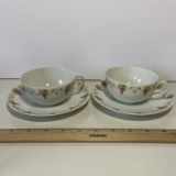 Pair of Porcelain Floral Tea Cups Made in Germany