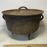 Large Antique Footed Cast Iron Campfire Cauldron Premium Hollow Ware #11