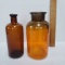 Lot of 2 Amber Apothecary Style Jars