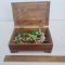 Small Wooden Box Containing Miscellaneous Jewelry Items