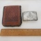 Vintage Masonic Leather Wallet and Silver Tone Belt Buckle