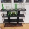 Metal Shelf with Large Lot of Glass Vases 
