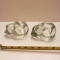 Matching Pair of Heavy Glass Sleeping Cat Candle Holders