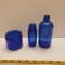 Lot of 3 Vintage Cobalt Blue Bottles