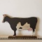 Wood Folk Art Style Hand Painted Cow