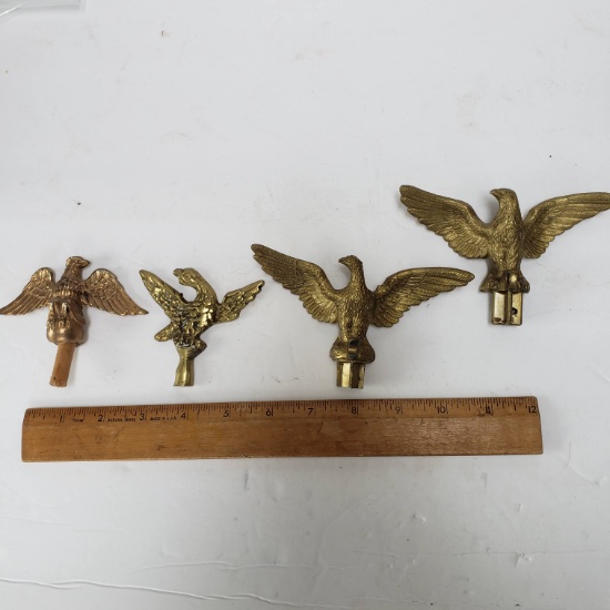 Lot of 2 Brass Eagles and 2 Flagpole Eagles