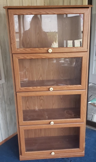 Wood Grain Finish Barrister Style Bookcase