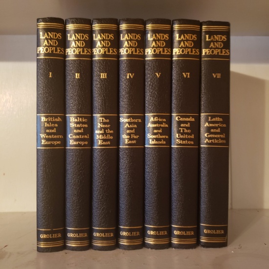 Vintage Grolier 1961 Lands and People’s Embossed Hardcover Volumes 1-7