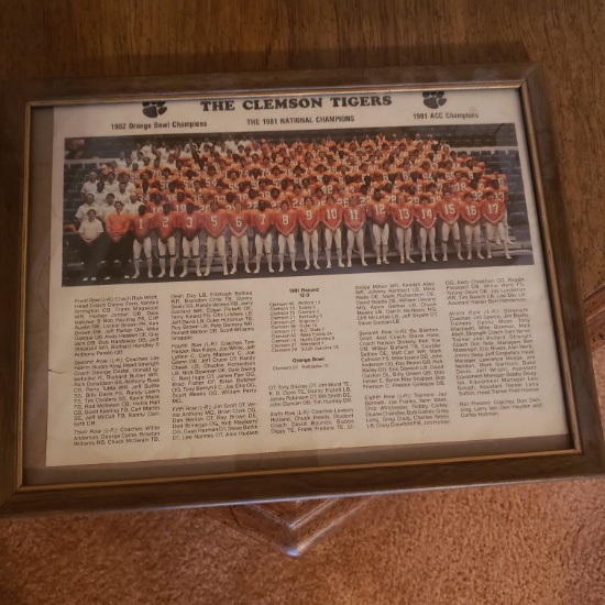 1981 Clemson Tigers National Champions Team Picture on Paper