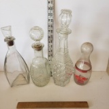 Lot of 4 Vintage Glass Decanters